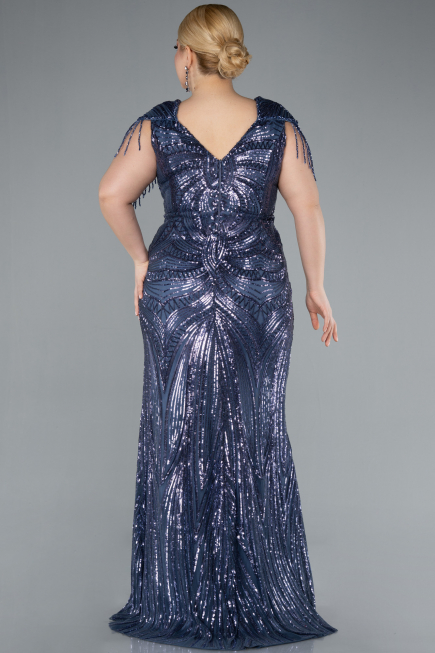 Robe De Fiançailles Grande Taille Longue Indigo ABU4821