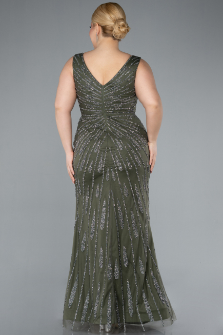Robe De Soirée Grande Taille Longue Kaki ABU4717