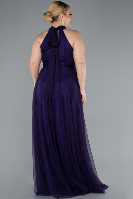 Robe de Soirée Grande Taille Longue Violet Foncé ABU3253