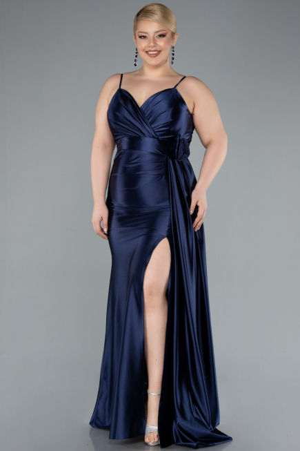 Robe de Soirée Grande Taille Longue Bleu Marine ABU4815