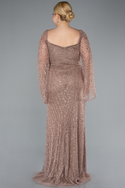 Robe De Fiançailles Grande Taille Perlé Longue Cuivre ABU4640