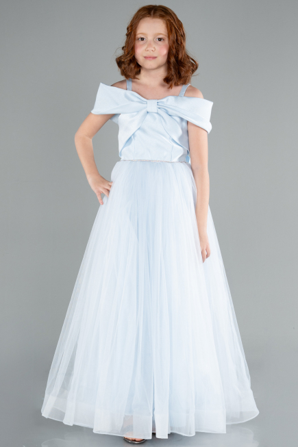 Robe de Soirée Enfants Longue Bleu clair ABU4826