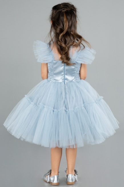 Robe de Soirée Enfants Courte Gris-Indigo ABK2067