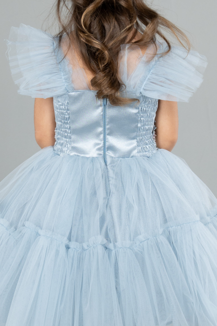 Robe de Soirée Enfants Courte Gris-Indigo ABK2067