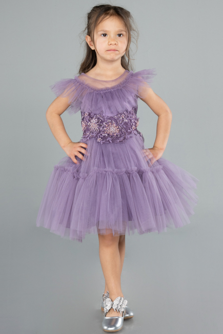 Robe de Soirée Enfants Courte Lavande ABK2067
