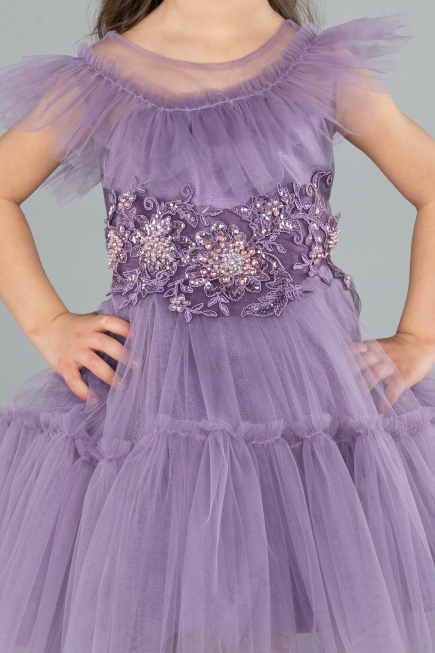Robe de Soirée Enfants Courte Lavande ABK2067