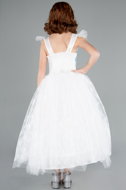 Robe de Soirée Enfants Longue Blanc ABU4238