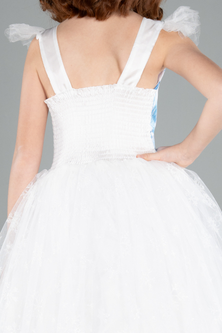 Robe de Soirée Enfants Longue Blanc ABU4238