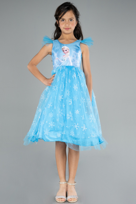 Robe de Soirée Enfants Longue Bleu ABU4238