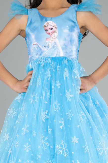 Robe de Soirée Enfants Longue Bleu ABU4238