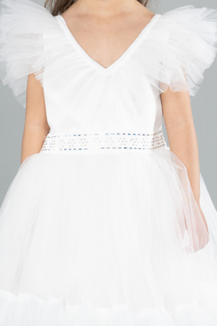 Robe de Soirée Enfants Longue Blanc ABU4239