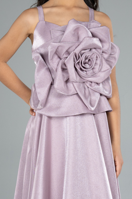 Robe de Soirée Enfants Longue Satin Lavande ABU4831