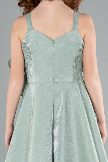 Robe de Soirée Enfants Longue Satin Menthe ABU4831