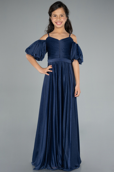 Robe de Soirée Enfants Longue Bleu Marine ABU4828