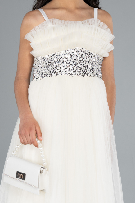 Robe de Soirée Enfants Longue Blanc ABU4830