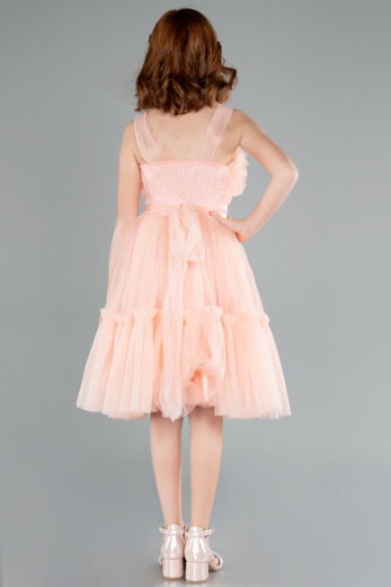 Robe de Soirée Enfants Longue Saumon ABU4221