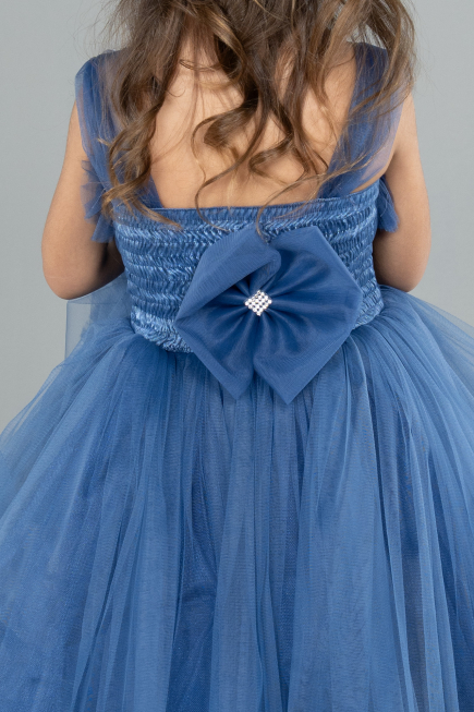 Robe de Soirée Enfants Devant Court Dos Long Indigo ABO112