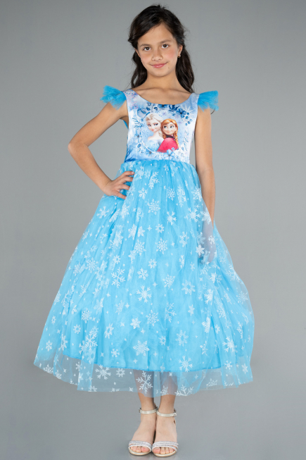 Robe de Soirée Enfants Longue Bleu ABU4237