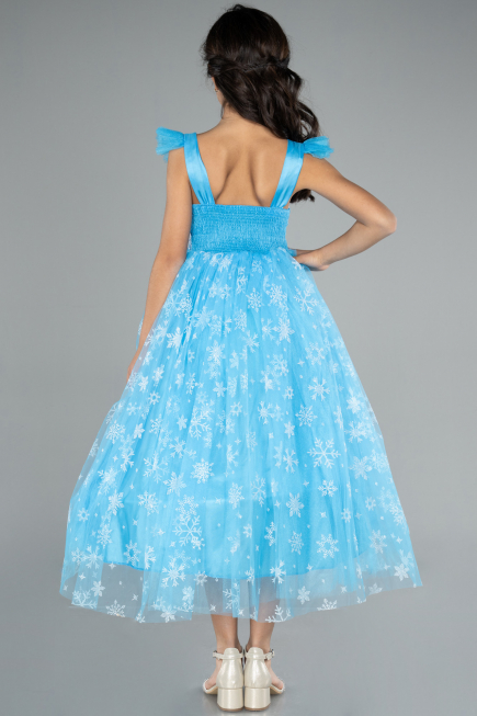 Robe de Soirée Enfants Longue Bleu ABU4237