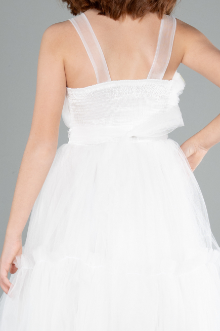 Robe de Soirée Enfants Longue Blanc ABU4221
