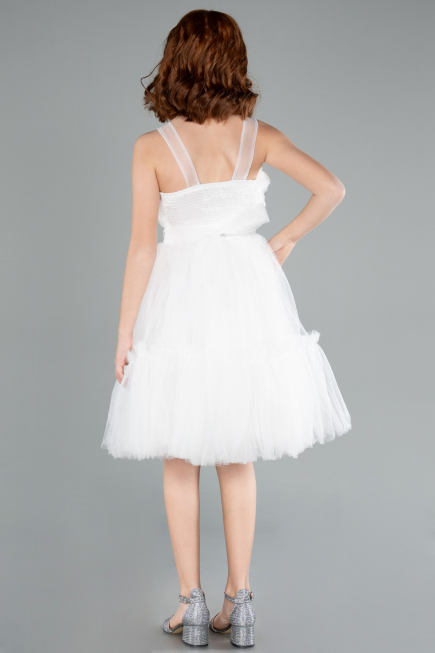 Robe de Soirée Enfants Longue Blanc ABU4221