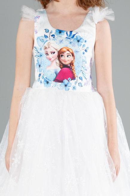 Robe de Soirée Enfants Longue Blanc ABU4237