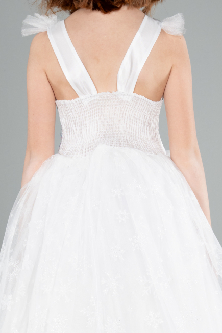 Robe de Soirée Enfants Longue Blanc ABU4237