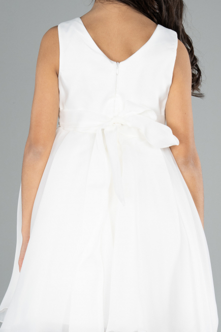 Robe de Soirée Enfants Courte Blanc ABK2158