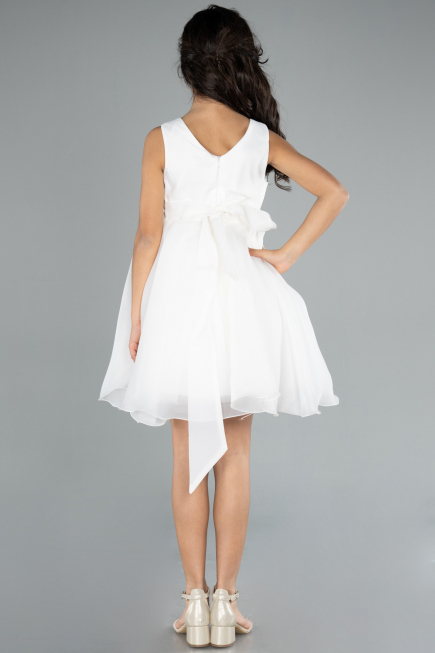 Robe de Soirée Enfants Courte Blanc ABK2158