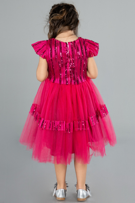 Robe de Soirée Enfants Midi Fushia ABK2301