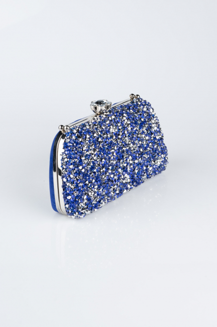 Sac de Soirée Luxe Couleur daim Bleu Saxe SH849
