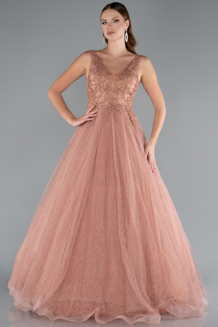 Robe De Soirée Longue Marron clair ABU2131