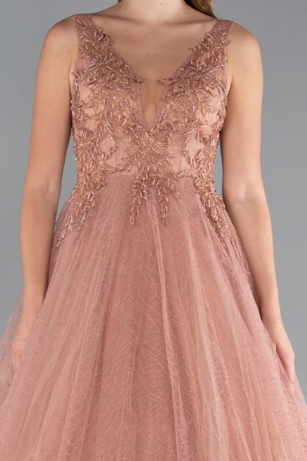 Robe De Soirée Longue Marron clair ABU2131