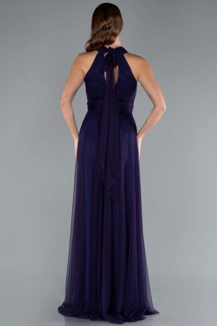 Robe de Soirée Longue Violet Foncé ABU3252