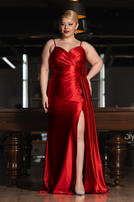 Robe de Soirée Grande Taille Longue Rouge ABU4815