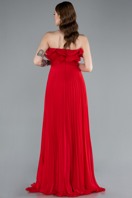 Robe de Soirée Longue Mousseline Rouge ABU4866