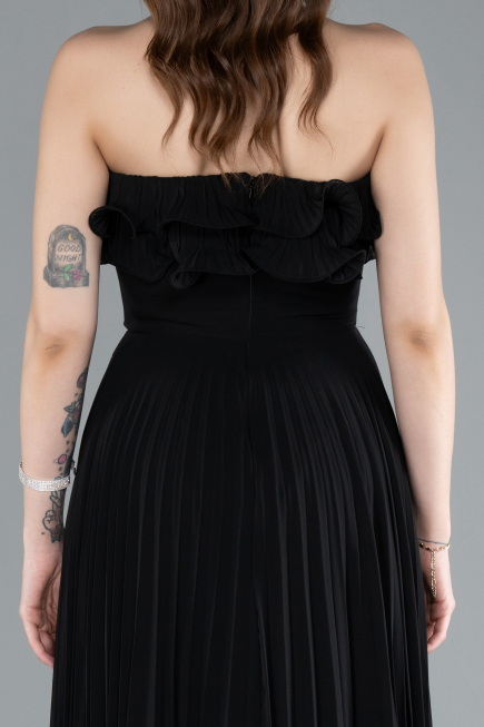 Robe de Soirée Longue Mousseline Noir ABU4866