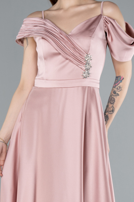 Robe de Soirée Longue Satin Poudre ABU4868