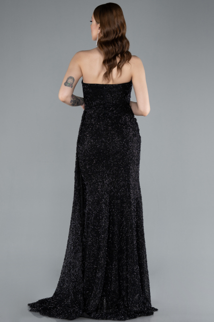 Robe de Soirée Longue Perlé Noir ABU4871