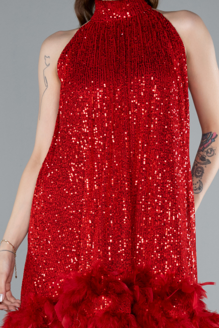 Tenue de Soirée Courte Rouge ABU4876