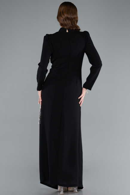 Tenue de Soirée Voilée Longue Noir ABU4877