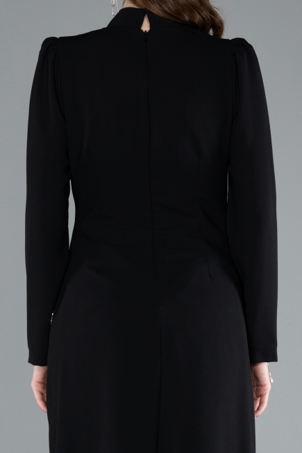Tenue de Soirée Voilée Longue Noir ABU4877