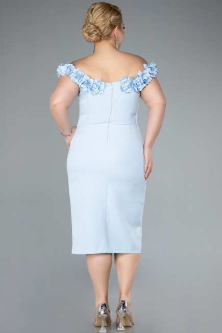 Robe De Fête Grande Taille Midi Bleu clair ABK2318