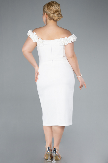 Robe De Fête Grande Taille Midi Blanc ABK2318