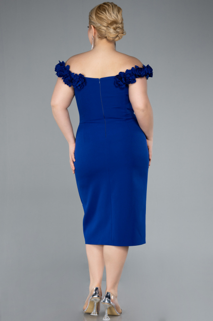 Robe De Fête Grande Taille Midi Bleu Saxe ABK2318