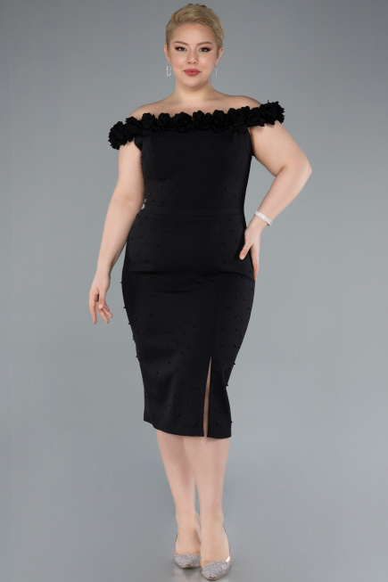 Robe De Fête Grande Taille Midi Noir ABK2318