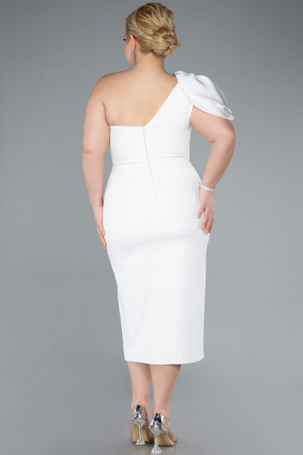 Robe De Fête Grande Taille Midi Blanc ABK2319