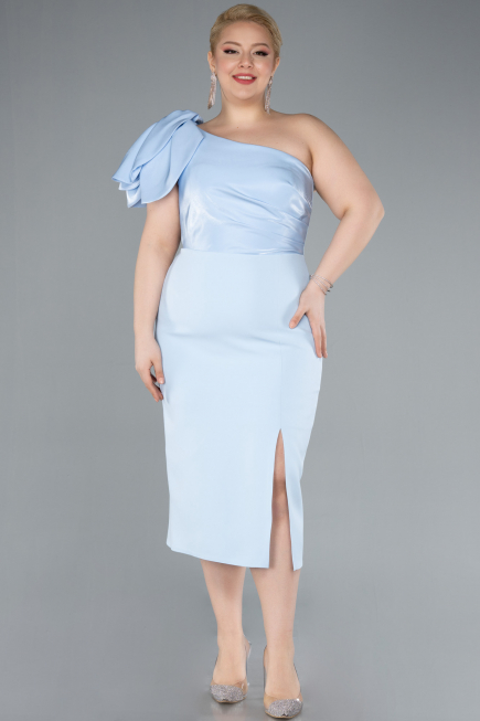 Robe De Fête Grande Taille Midi Bleu clair ABK2319