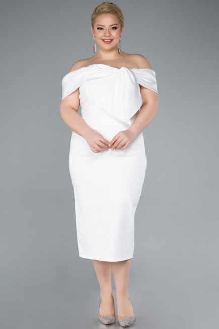 Robe De Fête Grande Taille Midi Blanc ABK2321