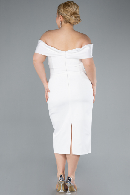 Robe De Fête Grande Taille Midi Blanc ABK2321